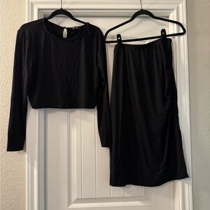 Elegant Black Women's Skirt and shirt set